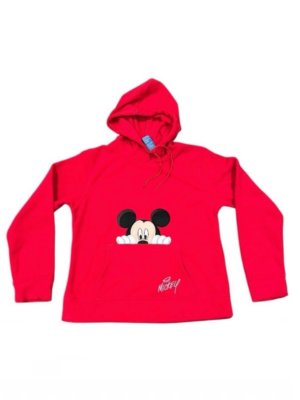 Vintage Disney Mickey Mouse Red Fleece Hoodie - Sz Large